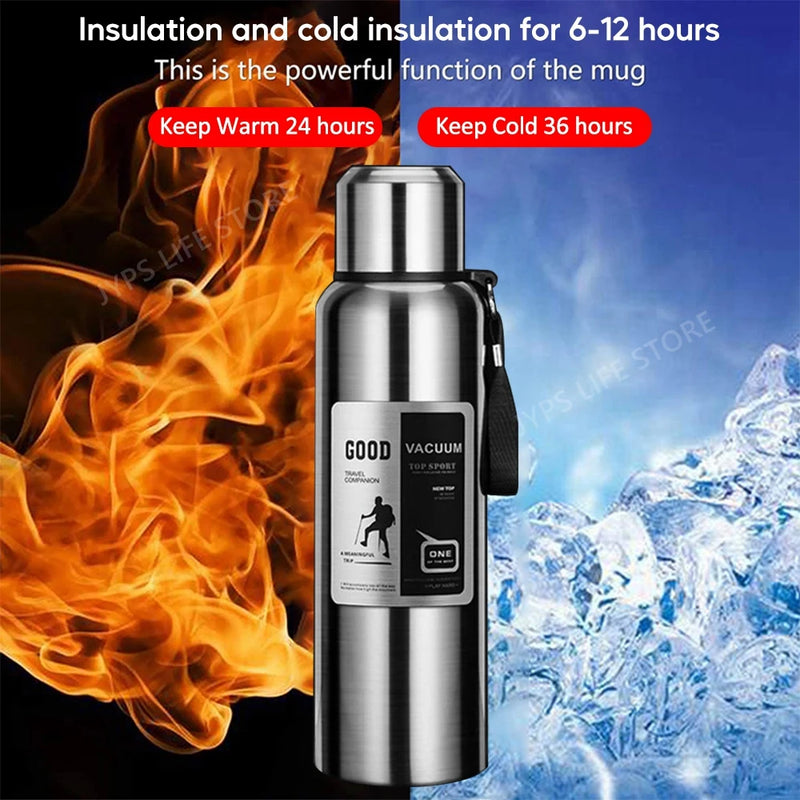 1000ML Stainless Steel Thermos Bottle Sport Thermal Water Bottle Keep Cold and Hot Insulated Cup Outdoor Campping Vacuum Flasks