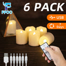FPOO Flameless Flickering LED Candles with Timer Rechargeable, Electric Tea Lights,
