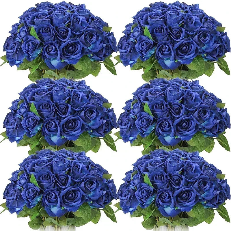 Artificial Roses Flowers Velvet Rose Bouquet for Home Wedding Decoration.
