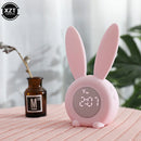 Mini Cartoon LED Digital Alarm Clock Electronic LED Display Sound Control  Cute Rabbit Night Lamp Desk Rechargeable Clock