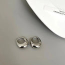 Stainless Steel Smooth Star Zircon Hoop Earrings for Women Girls Metal Chunky Ear  Buckle Jewelry Accessories Gift