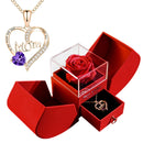Gift for women, gift box with eternal rose and heart necklace, jewelry box