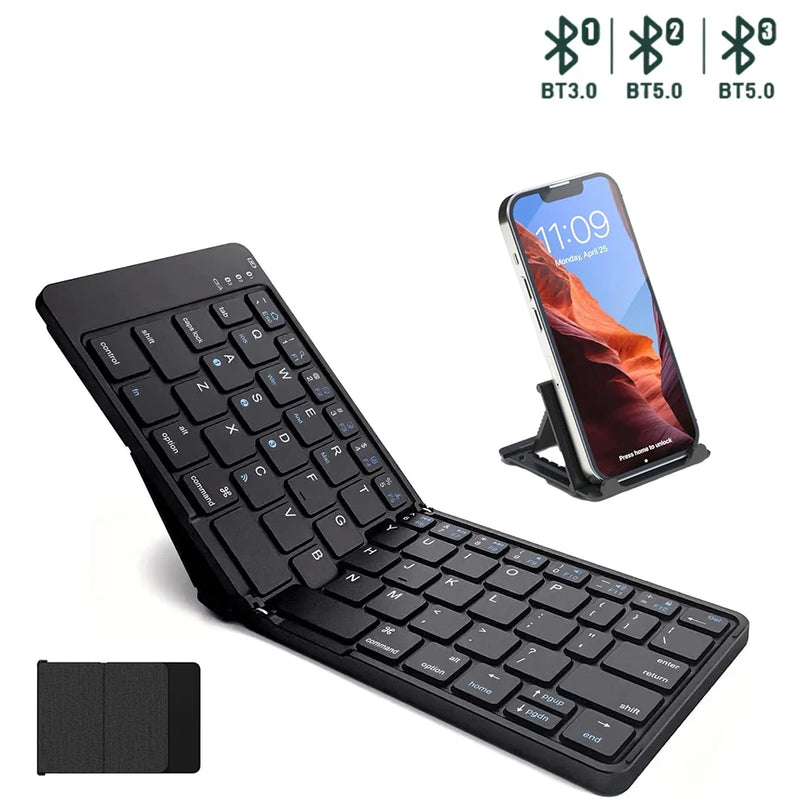 BOW Foldable Bluetooth Mobile Phone KeyboardWireless Keyboard Rechargeable Ultra Slim Keyboard for IOS Android Smartphone