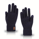 Winter Touch Screen Knitted Warm Glove Outdoor Anti Slip Cycling Driving Cold Proof Five Finger Glove Fashion Solid Glove Unisex