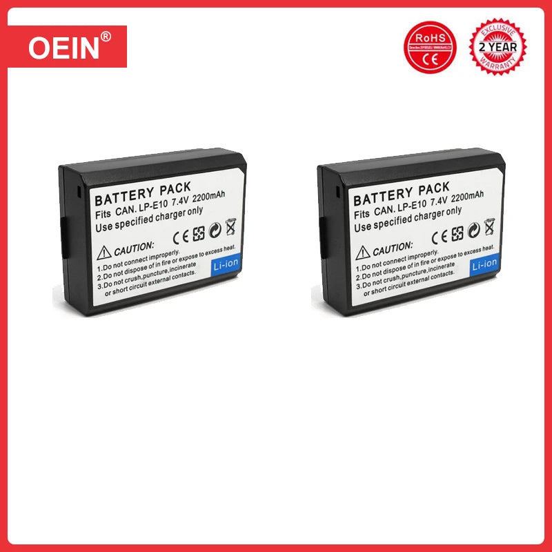 Digital Camera Battery for Canon EOS 1100D 1200D 1300D 2000D 4000D Rebel T3 T5 T6 KISS X50 X70 Battery. - 4Pcs LP-E10 LPE10 LP E10