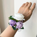 Wedding Bouquet Bride Accessories Bridesmaid Silk Flowers Artificial Roses White Purple Groom Buttonhole Table Centrepiece Decor