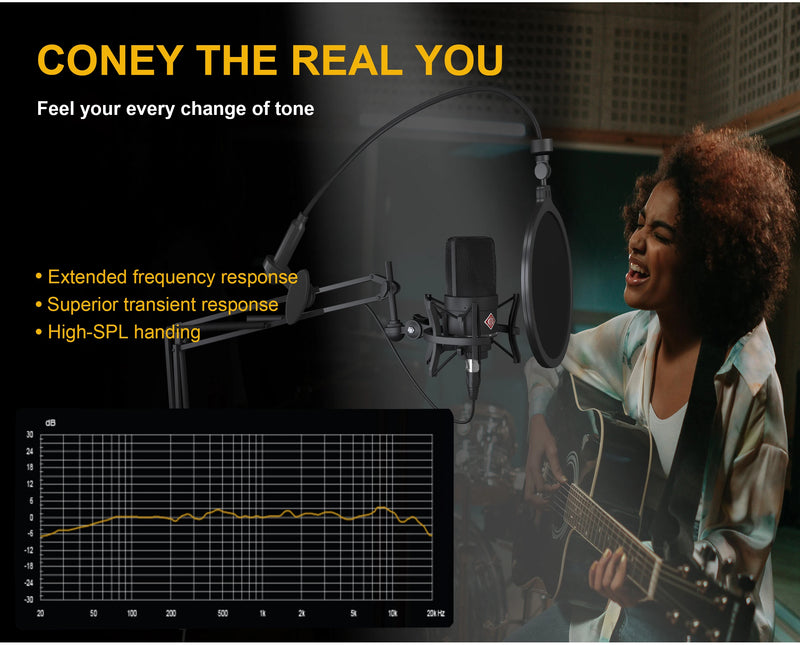 TLM 103 XLR Condenser Microphone Professional Cardioid Studio Mic for Recording Podcasting Voice Over Streaming Home Studio