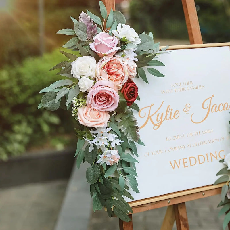 Yannew Artificial Flower Arch Kit for Wedding, Eucalyptus Garland.