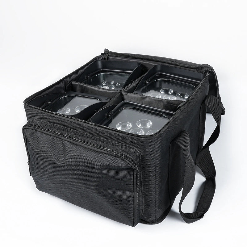 Fieryzeal Black 600D Waterproof Par Light Bag PVC 210D Lining Stage Lighting Bag for 20×14.5×14.5CM Par Lights