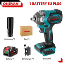 Brushless Electric Impact Wrench 1/2Inch Cordless Electric Screwdriver Wrench Power Tool For Makita 18V Battery. -  ONEVAN 1200N.M