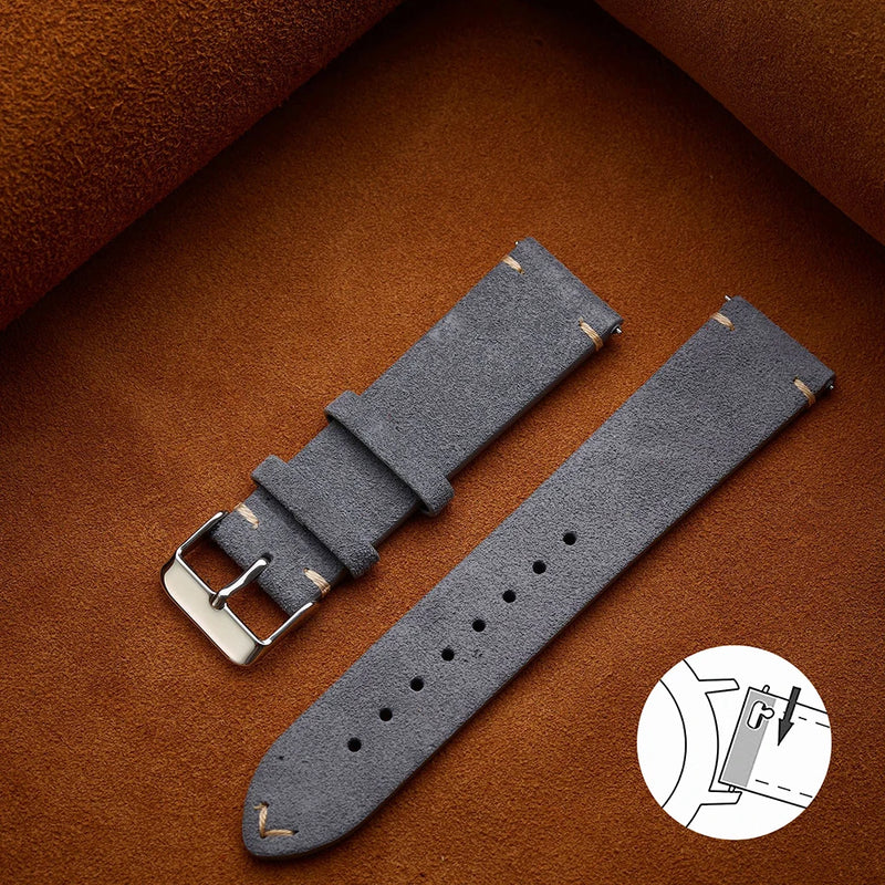 Quick Release Soft Suede Strap 14mm 16mm 18mm Wristband 20mm 22mm Brown Watch Bands Calfskin Bracelet Women&Men Accessories