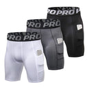 Men's Gym Shorts with Pockets, Workout Compression Tights