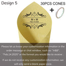 Personalized wedding confetti cones with names and date,