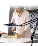 Overhead Tripod with Ring Light for Mobile Cell Phone Desktop Video Shooting Table Horizontal Smartphone Tripe for Cook Filming