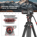 Professional Video Tripod Stand 74'' Metal Heavy Duty Panorama Head 3Section Load 22lb/10kg for DSLR Camera Camcorder. - EVUMO DF6