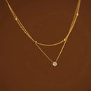 Stylish Shiny Zircon Double Layer Staniless Steel Waterproof Gold Plated Choker Necklace Stacked Fashion Jewelry Gift for Women