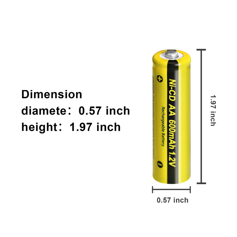 PKCELL 12PCS NI-CD AA 600mAh 1.2v Rechargeable Battery Solar 2A Batteries for Outdoor Solar Lights