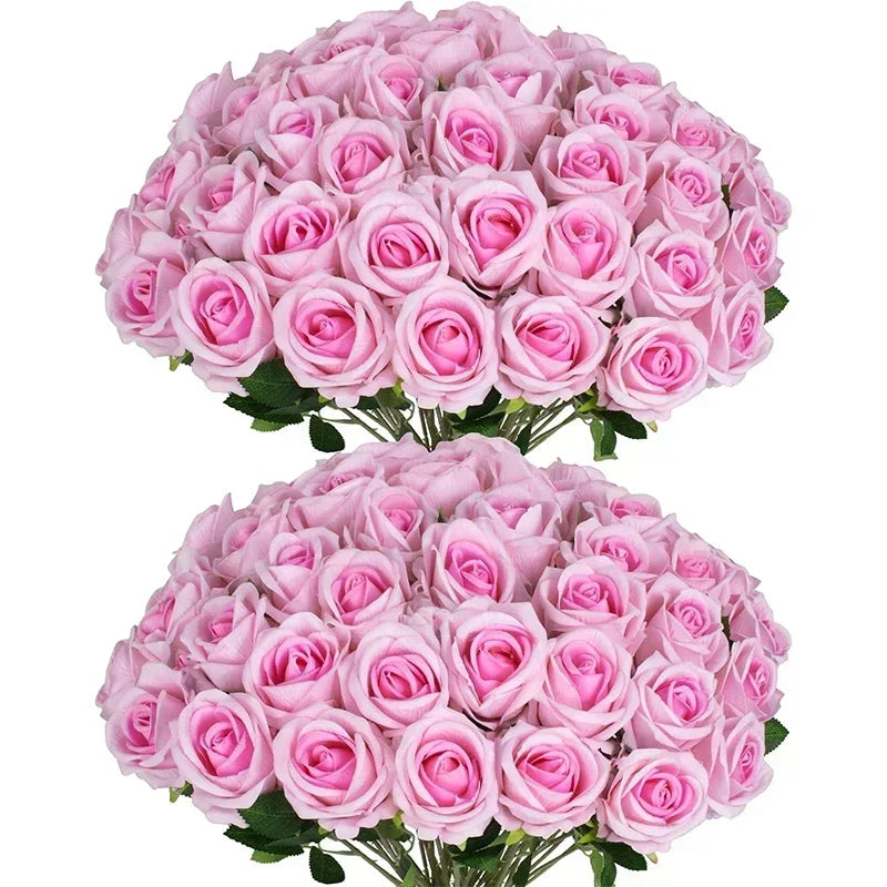 Bouquet of real looking artificial silk roses