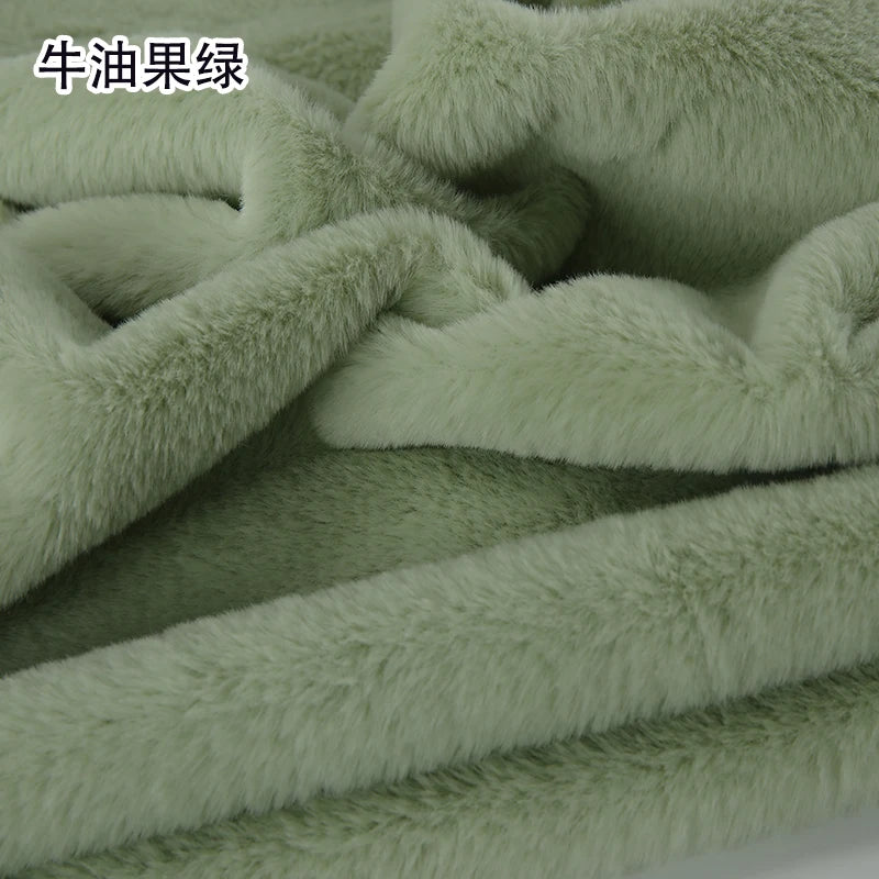 Plain Faux Fur Fabric Smooth Clothes Coats Dolls Sewing Thickened Imitation  Rabbit Plush Textile Soft Silky.