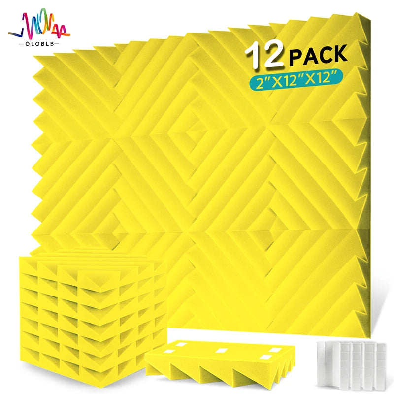 Studio Acoustic 12 Pcs, Self-adhesive Acoustic Insulation Wall Panels Foam Padding, Musical Recording Studio Home Decoration