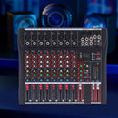8 Channel Audio Mixer, Bluetooth Studio Mixer Audio DJ Sound Board Controller with USB for Professional and Beginners