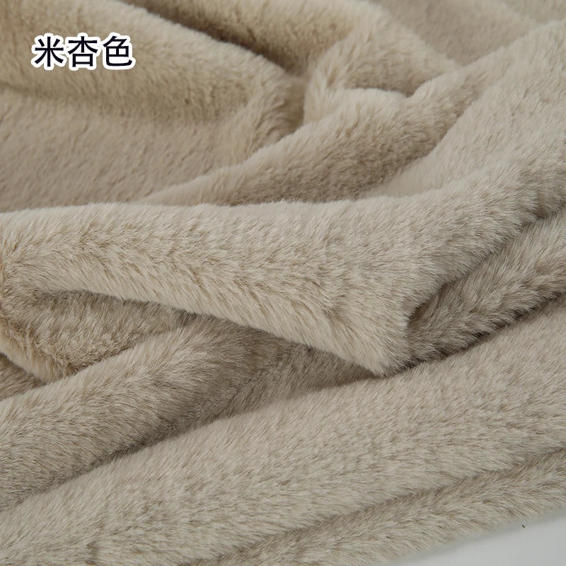 Plain Faux Fur Fabric Smooth Clothes Coats Dolls Sewing Thickened Imitation  Rabbit Plush Textile Soft Silky.