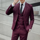 Suit (Blazer+ Vest + Pants) Men's Business Gentleman Fashion Slim Work Solid Color Plus Size Fair Dress Wedding Best Man Suit - BUY ABROAD NOW