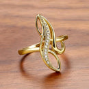 Huitan Hyperbole Marquise Shaped Gold Color Rings for Women Full Paved Dazzling CZ New Trendy Wedding Band Accessories Jewelry