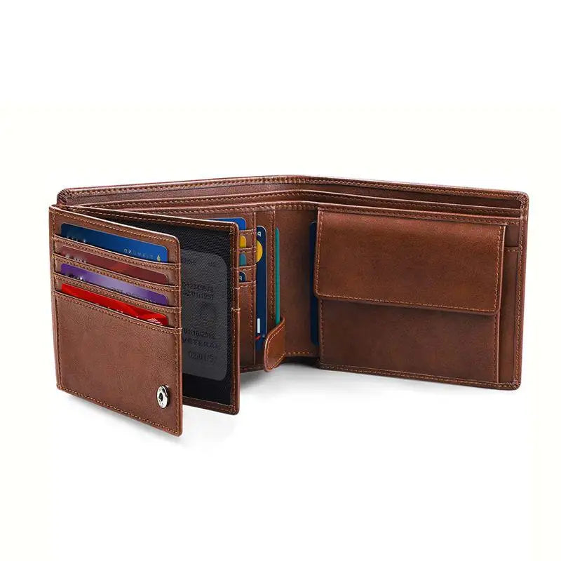 Men's Wallet RFID Anti-Theft Brush Loose Leaf Three Fold Wallet Large Capacity With Zero Money Bag Credit Card Bag. - YATBEST