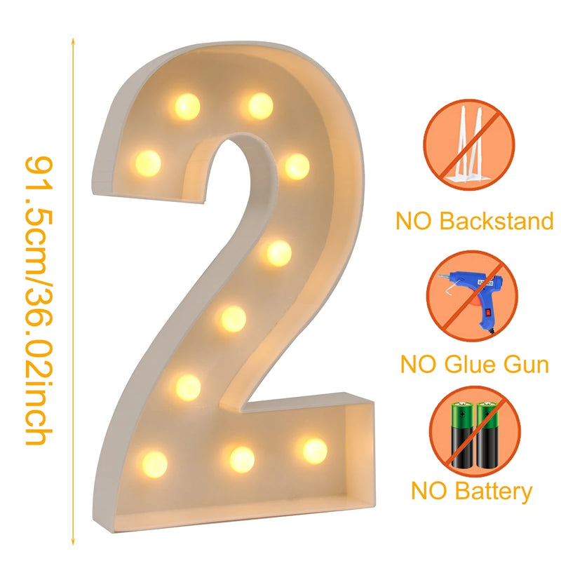 Giant LED Light Up Birthday Number Figure for 1st Birthday, Anniversary, Wedding,