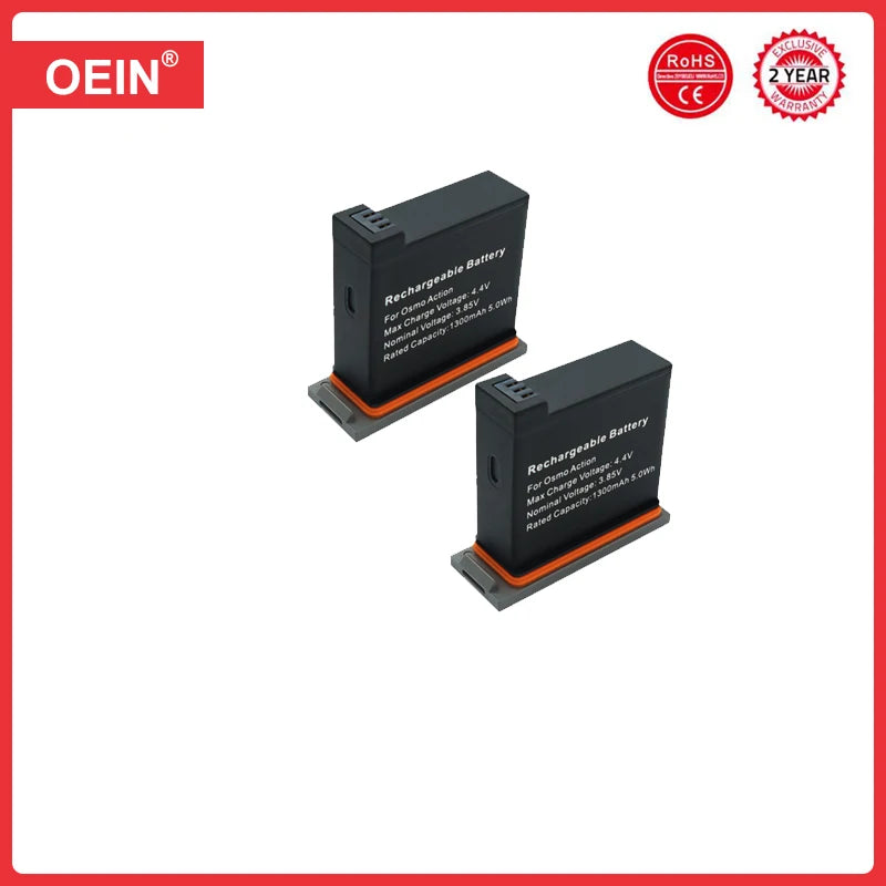 Batteries for DJI Osmo Action Camera Battery Channel USB Charger bateria For DJI Osmo Action Camera Accessories. - 1300mAh