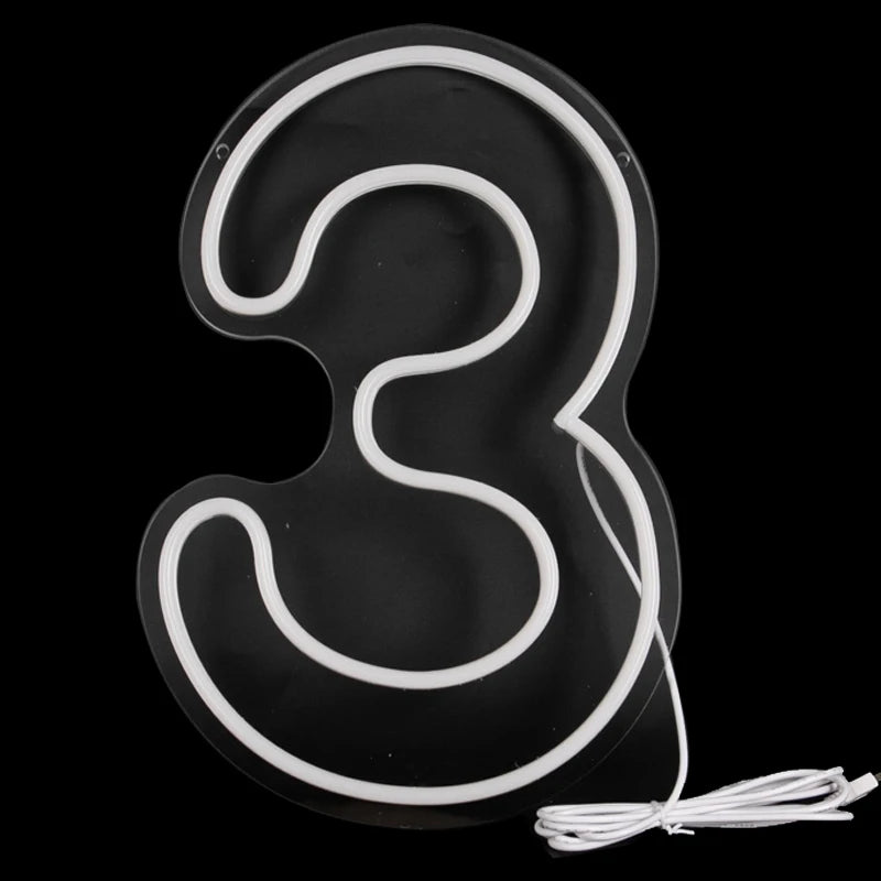 Neon Sign with Numbers for Birthday, Acrylic Lights
