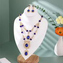 Moroccan Wedding Dress Jewelry Handmade Red Blue Gemstone Necklace Earrings Gold-Plated Kaftan Bridal Accessories