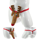 Polyester Fiber Underwear Thong G-String Briefs Bulge Pouch Christmas Reindeer Funny Underwear Khaki Mens One Size