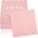 100 Pcs Cocktail Napkins, 2-Ply 5 x 5 Inches Disposable Scalloped Napkins, Thick Premium Dessert Napkins