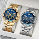 Men Business Watches Fashion, Arabic Dial Steel Band Male's, Quartz Watch Set, (Without Box). - 2pcs/set