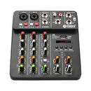 Debra V4 4 Channels Audio Mixer With Bluetooth USB 48V Phantom Power Delay Repaeat Effect  For Sound Mixing Console PC Recording
