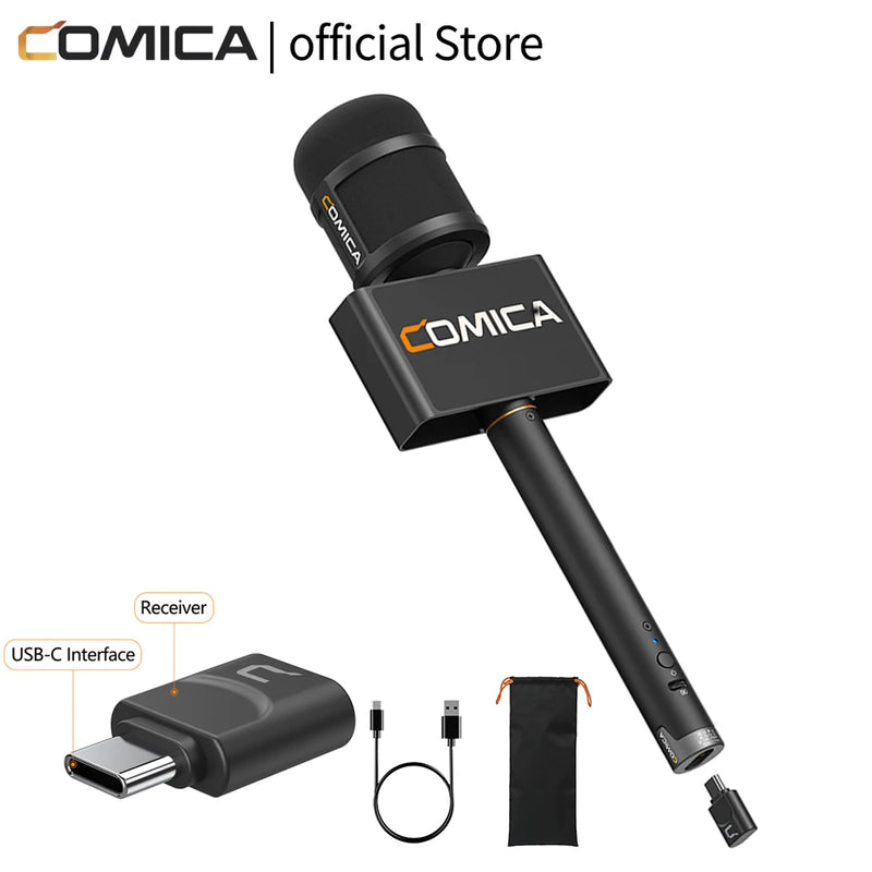Comica Revo S 48kHz/24bit Wireless Interviewing Microphone for Smartphone Denoise Cardioid Polar Pattern Outdoor Microphone