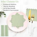 100 Pcs Cocktail Napkins, 2-Ply 5 x 5 Inches Disposable Scalloped Napkins, Thick Premium Dessert Napkins