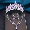 Baroque Tiaras and Crowns Princess 3-pack Wedding Crown Sets and Necklace Earrings for Party Birthday Costume Jewelry Bridal