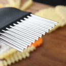 Stainless steel French fry cutter.