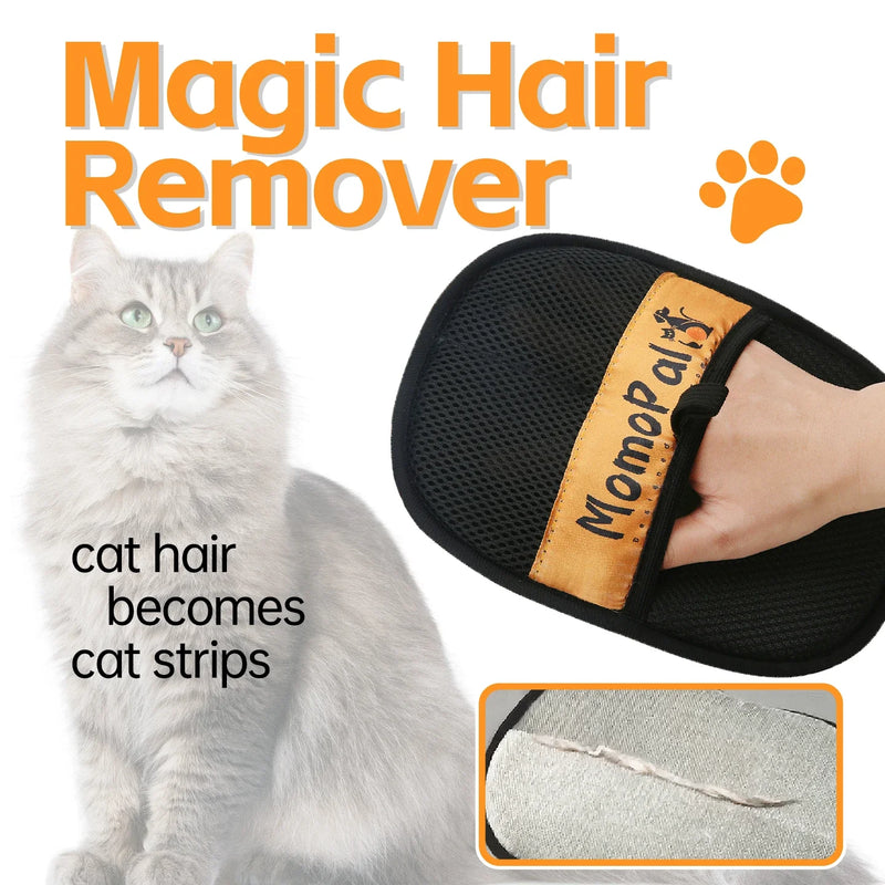 Pet Grooming Gloves Cats Hair Brush Pet Removal Gloves Dual Brush Static-Free Cat Cleaning Tool Hair Stripping Mitts
