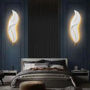 Modern LED Feather Wall Lamps, Resin Bedroom Bedside Lamp,