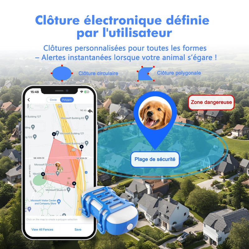 ‌4G Dog Cat GPS Tracker for Pets - Waterproof Smart Locator with App, Live Tracking & Light/Sound Search, Free Trial Included