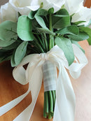 Bridal bouquets, white bridal bouquet, silk flowers, artificial roses,