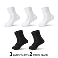 Mens Moisture Wicking Outdoor Hiking Work Cotton Socks Compression Cushion Crew Socks Leisure Men Black Socks 5 Pairs - BUY ABROAD NOW