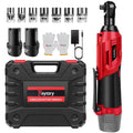 New 3/8 Inch Cordless Electric Wrench 90° Right Angle Ratchet Wrenches 12V Rechargeable Car Repair Tool with 2 Battery 7 Sockets
