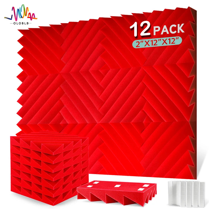 Studio Acoustic 12 Pcs, Self-adhesive Acoustic Insulation Wall Panels Foam Padding, Musical Recording Studio Home Decoration