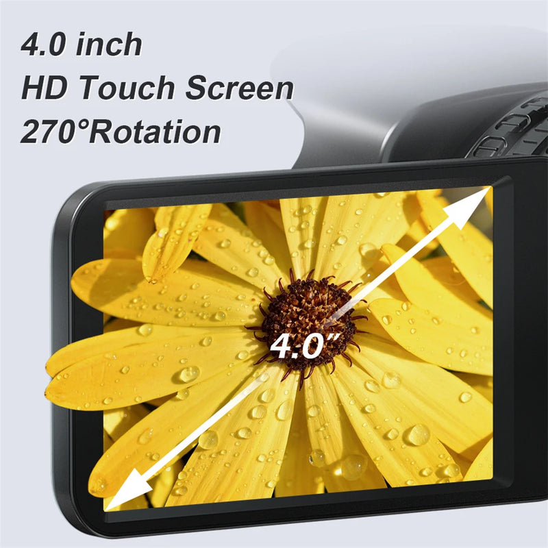 Câmera Camcorders 64MP Streaming Câmera 4.0"Touch Screen, Digital Video Câmeras Photography, YouTube Camcorder 6K Ultra HD. - KOMERY