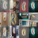 Modern LED Feather Wall Lamps, Resin Bedroom Bedside Lamp,